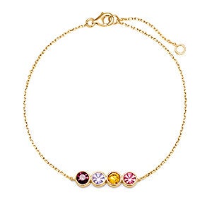 Custom Bezel Set Birthstone Gold Bracelet - 4 Stones - 31866D-4GD