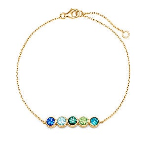 Custom Bezel Set Birthstone Gold Bracelet - 5 Stones - 31866D-5GD