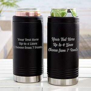 Any Message Personalized Stainless Insulated Slim Can Holder- Black - 31887-B