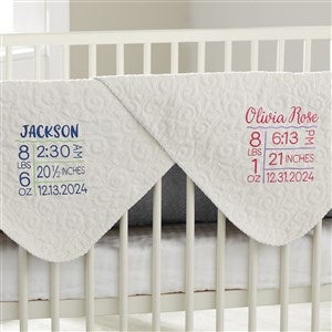 Baby Birth Info Embroidered Quilted Baby Blanket - 31945-Q