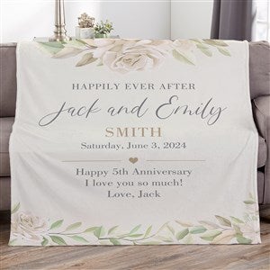 Floral Anniversary Personalized 50x60 Plush Fleece Blanket - 32115-F
