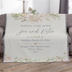 Floral  Anniversary Personalized 56x60 Woven Throw - 32115-A