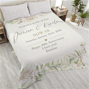 Floral Anniversary Personalized 90x108 Plush King Blanket - 32115-K