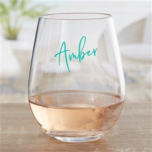 Trendy Script Name Personalized Tritan Stemless Wine Glass - 32176-W
