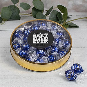 Best Dad Ever Personalized Large Gold Lindt Gift Tin- Dark Chocolate - 32228D-LD