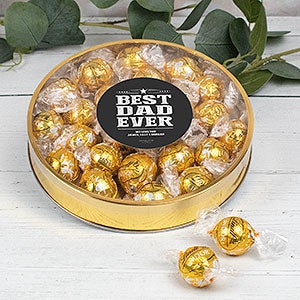 Best Dad Ever Personalized Large Gold Lindt Gift Tin- White Chocolate - 32228D-LW