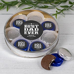 Best Dad Ever Large Tin with 8 Chocolate Covered Oreo Cookies- Silver - 32229D-LS