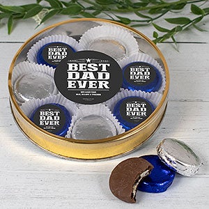 Best Dad Ever Large Tin with 8 Chocolate Covered Oreo Cookies- Gold - 32229D-LG