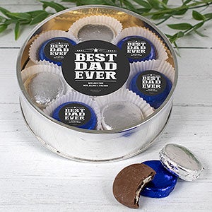Best Dad Ever X-Large Tin with 16 Chocolate Covered Oreo Cookies- Silver - 32229D-XLS
