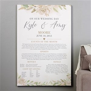 Floral Anniversary Personalized Canvas Print- 28