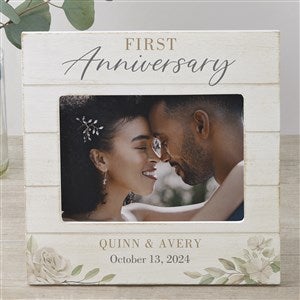 Floral Anniversary Personalized Shiplap Picture Frame-5x7 Horizontal - 32350-5x7H