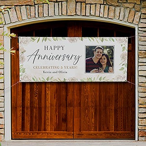 Floral Anniversary Personalized Photo Banner - 30x72 - 32357