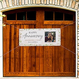 Floral Anniversary Personalized Photo Banner - 20x48 - 32357-S