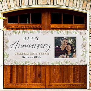 Floral Anniversary Personalized Photo Banner - 45x108 - 32357-L