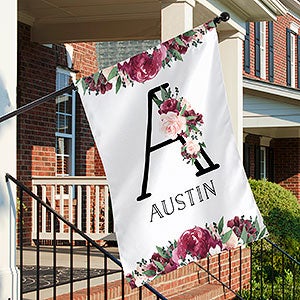 Wine Colorful Floral Personalized House Flag - 32360