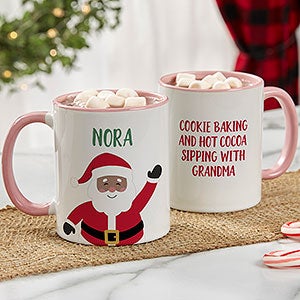 Santa Character Personalized Christmas Mug 11 oz.- Pink - 32407-P