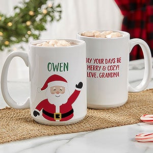Santa Character Personalized Christmas Mug 15 oz.- White - 32407-L