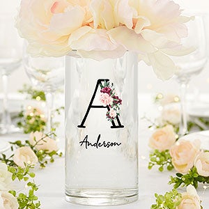 Wine Colorful Floral Personalized Cylinder Glass Wedding Vase - 32421