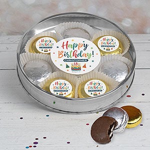 Bold Birthday Large Tin with 8 Chocolate Covered Oreo Cookies- Silver - 32449D-LS