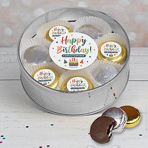 Bold Birthday X-Large Tin with 16 Chocolate Covered Oreo Cookies- Silver - 32449D-XLS