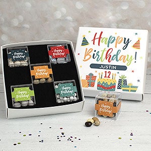 Bold Birthday Celebration Personalized Premium Gift Box with Candy Favor Cubes - 32451D