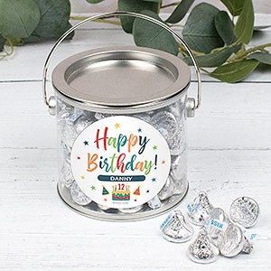 Bold Birthday Personalized Silver Paint Can with Sticker- Silver Kisses - 32452D-S
