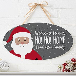 Ho! Ho! Home Santa Personalized Oval Wood Sign - 32556