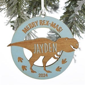 Dinosaur Personalized Wood Ornament- Blue Stain - 32691-B