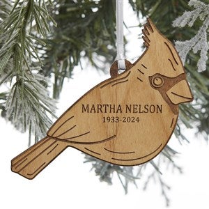 Cardinal Memorial Personalized Wood Ornament- Natural - 32700-N