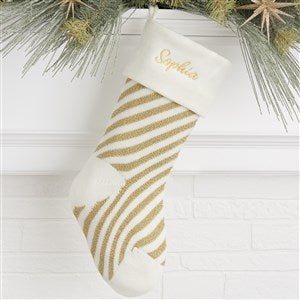 Gold Stripe Candy Cane Personalized Christmas Knit Stocking - 32742-G