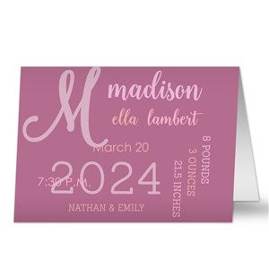 Modern All About Baby Girl Personalized Greeting Card- Signature - 32767