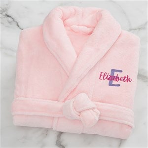 Playful Name Embroidered Kids Pink Fleece Robe - 32776-P