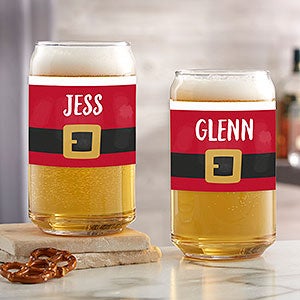 Santa Belt Personalized Christmas 16oz. Beer Can Glass - 32787-B