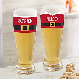 Santa Belt Personalized Christmas 20oz. Pilsner Glass - 32787-P