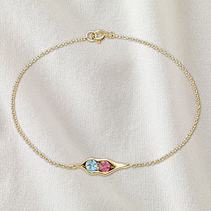Peas In A Pod Personalized Gold Birthstone Bracelet - 2 Stones - 32896D-2GD