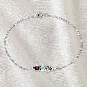 Peas In A Pod Personalized Sterling Silver Birthstone Bracelet - 3 Stones - 32896D-3SS