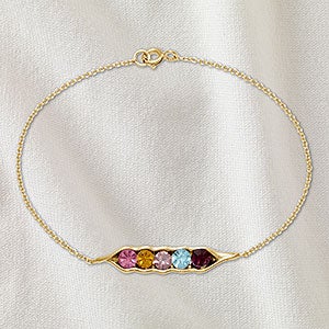 Peas In A Pod Personalized Gold Birthstone Bracelet - 5 Stones - 32896D-5GD