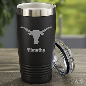 NCAA Texas Longhorns Personalized 20oz Black Stainless Steel Tumbler - 33124-B