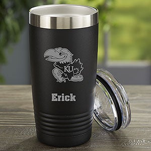 NCAA Kansas Jayhawks Personalized 20 oz. Black Stainless Steel Tumbler - 33155-B
