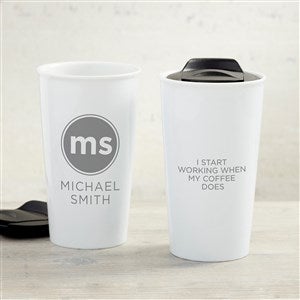 Modern Initials Personalized 12 oz. Double-Wall Ceramic Travel Mug - 33186