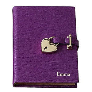Personalized Heart Lock Journal - Purple - 33236D-PUR