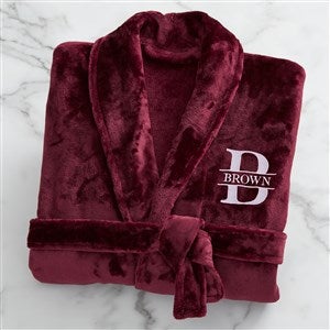 Lavish Last Name Embroidered Fleece Robe - Maroon - 33287-M