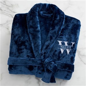 Lavish Last Name Embroidered Fleece Robe - Navy - 33287-N