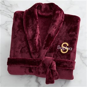 Playful Name Embroidered Fleece Robe- Maroon - 33288-M