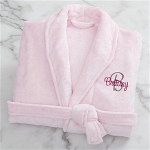 Playful Name Embroidered Fleece Robe- Pink - 33288-P