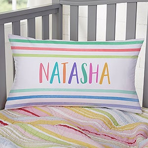Watercolor Brights Personalized Lumbar Throw Pillow - 33397-LB