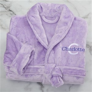 Playful Name Embroidered Purple Short Fleece Robe - 33469-PR
