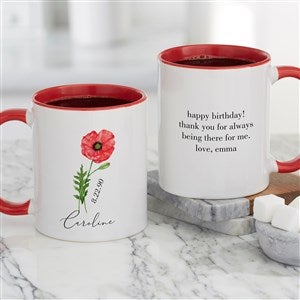 Birth Month Flower Personalized Coffee Mug 11oz Red - 33558-R