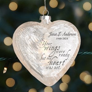 Your Wings Personalized Lightable Frosted Glass Heart Ornament - 33863