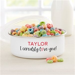 I Cerealsly Love You Personalized Romantic Enamel Bowl with Lid - 33886
